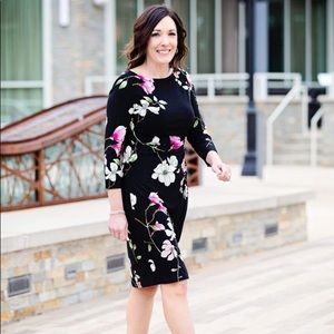 Black Floral Sheath Dress
